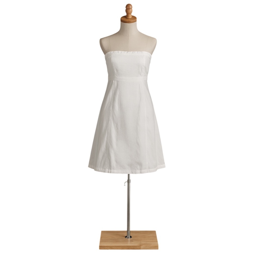 [5x$25] ⭐️ White strapless dress GAP pleated ivory 100% cotton